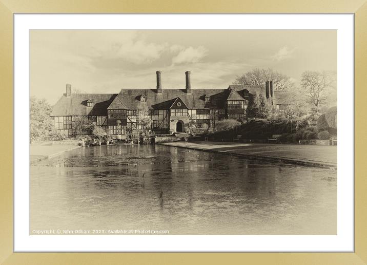 Antique Photograph of a English Tudor House and La Framed Mounted Print by John Gilham