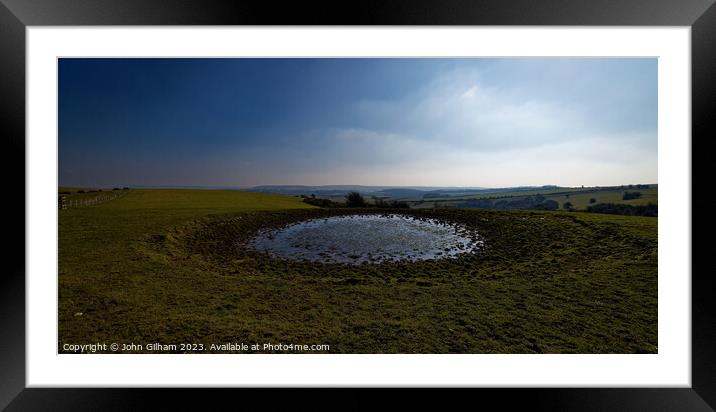 Dew Pond on Ditchling Beacon Framed Mounted Print by John Gilham