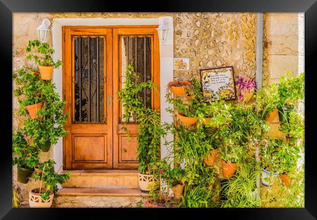 Typical potted plants in the old village of Valldemossa Framed Print by Alex Winter