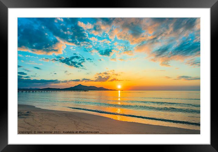 Idyllic sunrise at bay of Alcudia beach, coast on  Framed Mounted Print by Alex Winter