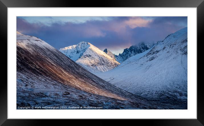 Last light on Blaven and the Skye Cuillins Framed Mounted Print by Mark Hetherington