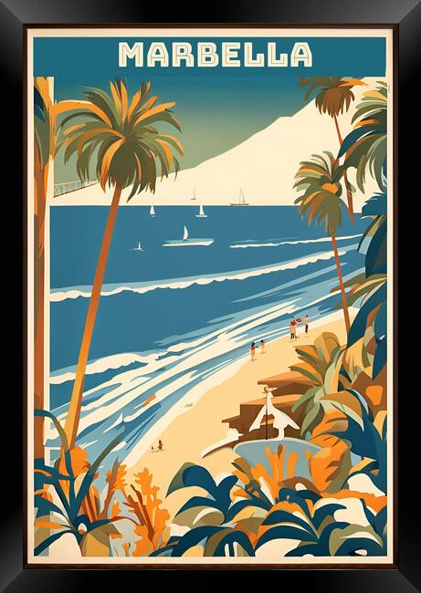 Marbella Vintage Travel Poster   Framed Print by Picture Wizard