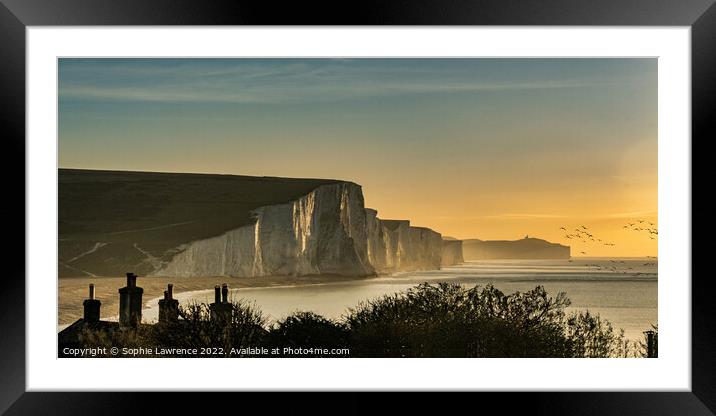 The start of a new day at the famous Seven Sisters Framed Mounted Print by Sophie Lawrence