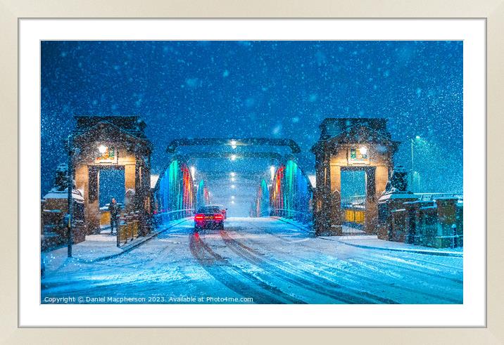 Rochester Bridge during the snow storm 2022 Framed Mounted Print by Daniel Macpherson