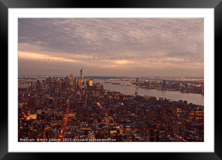 New York City Skyline view from Empire State Build Framed Mounted Print by mick gibbons