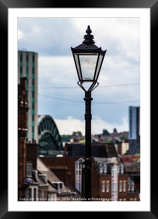 City of Newcastle street life, Tyne Bridge Framed Mounted Print by mick gibbons