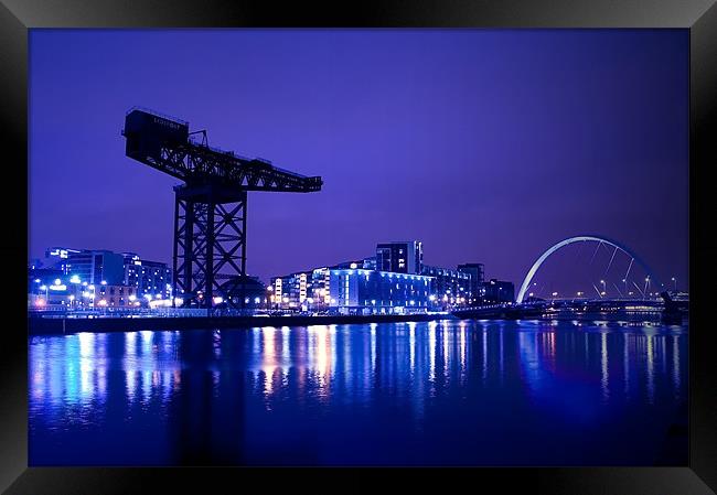 The River Clyde At Night. Framed Print by Finan Fine Art Prints