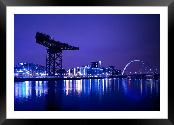 The River Clyde At Night. Framed Mounted Print by Finan Fine Art Prints