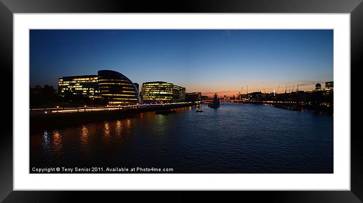 Panoramic sunset view of the South Bank of the Tha Framed Mounted Print by Terry Senior