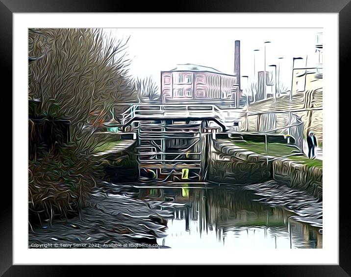 Repaires to Lock Gates Framed Mounted Print by Terry Senior