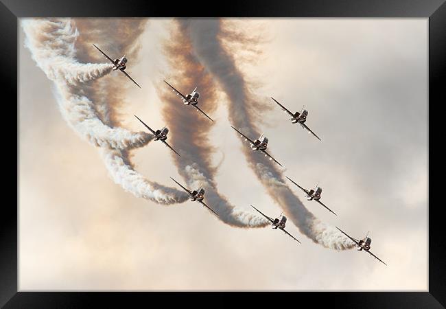 Red Arrows Farnborough air show 2008 Framed Print by Oxon Images
