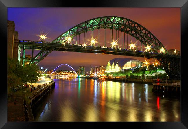 Tyne Bridge at Night Framed Print by Toon Photography