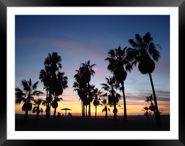 Santa Monica Sunset Framed Mounted Print by Mark Burnett