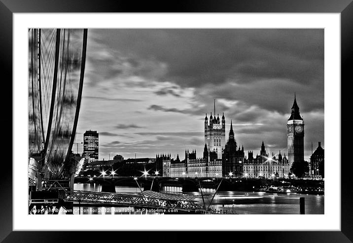 Westminster, black and white Framed Mounted Print by Dawn O'Connor