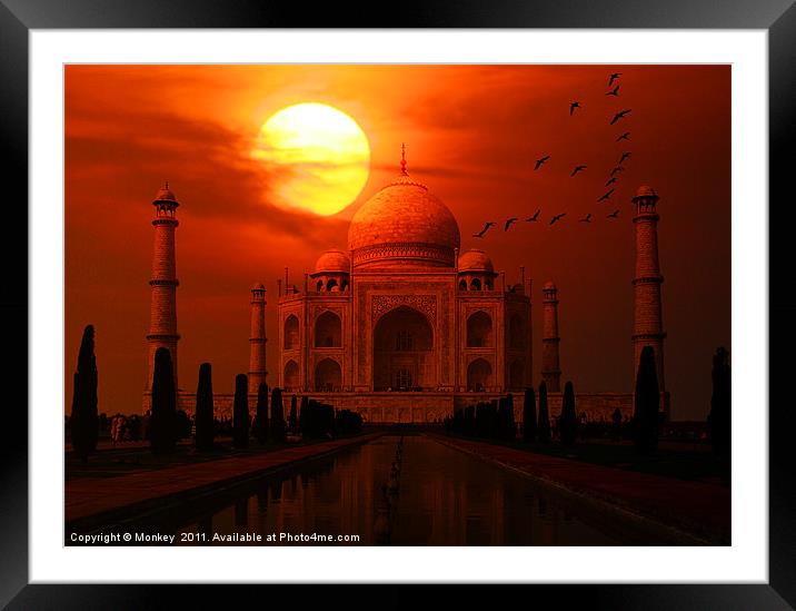 Taj Mahal Sunset Framed Mounted Print by Anthony Michael 