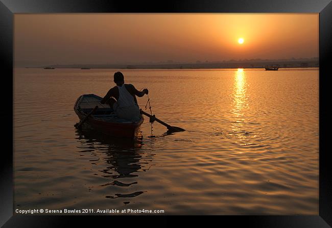 Sunrise on the Ganges, Varanasi, India Framed Print by Serena Bowles