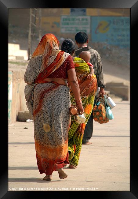 Walking Along the Ghats, Varanasi, India Framed Print by Serena Bowles