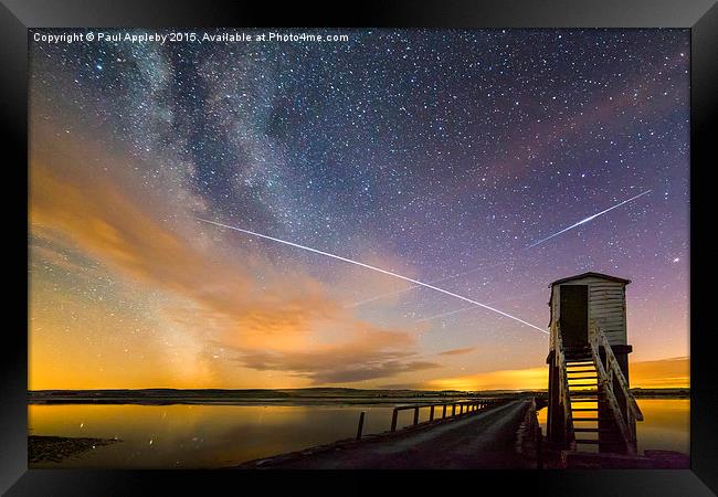  ISS Passing over Lindisfarne Causeway Framed Print by Paul Appleby