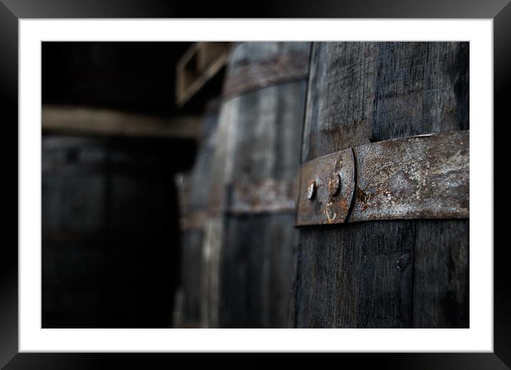 in a whiskey distillery Framed Mounted Print by Thomas Stroehle