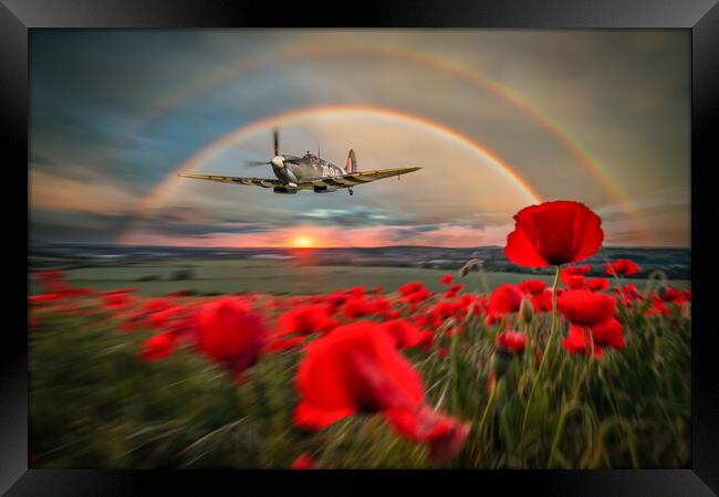 Spitfire MH434 Poppy Pass Framed Print by J Biggadike