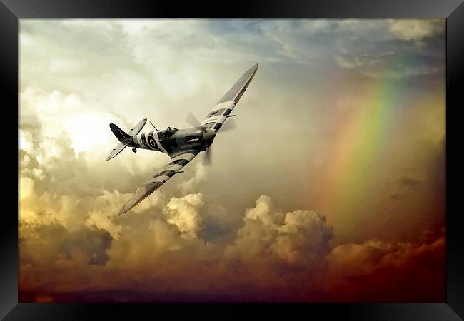  Spitfire Passing Through The Storm  Framed Print by J Biggadike