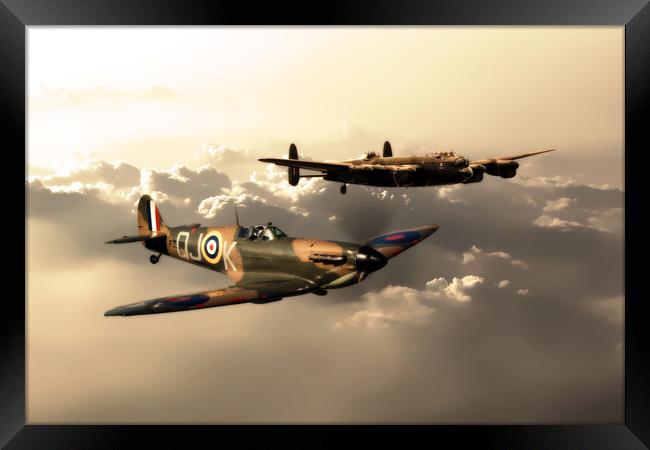 BBMF Spitfire and Lancaster Framed Print by J Biggadike