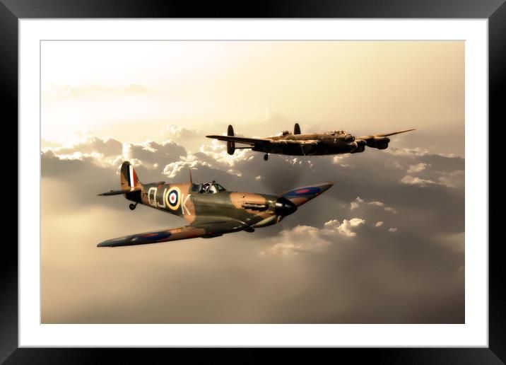 BBMF Spitfire and Lancaster Framed Mounted Print by J Biggadike