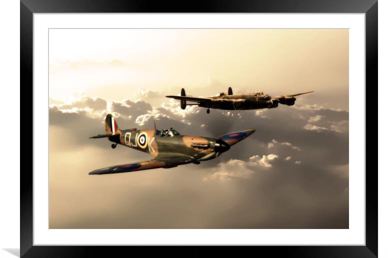 Buy Framed Mounted Prints of BBMF Spitfire and Lancaster by J Biggadike