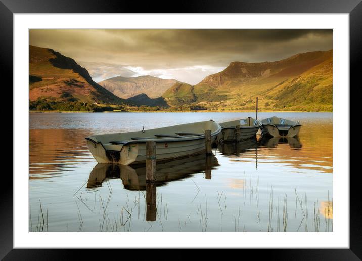 Fishing boats on Llyn Nantlle Framed Mounted Print by Rory Trappe