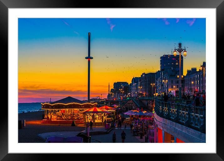 Brighton Seafront Sunset Framed Mounted Print by Chris Lord