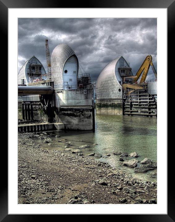 Open Barrier 9 - Thames Barrier in Greenwich Framed Mounted Print by Victoria Limerick