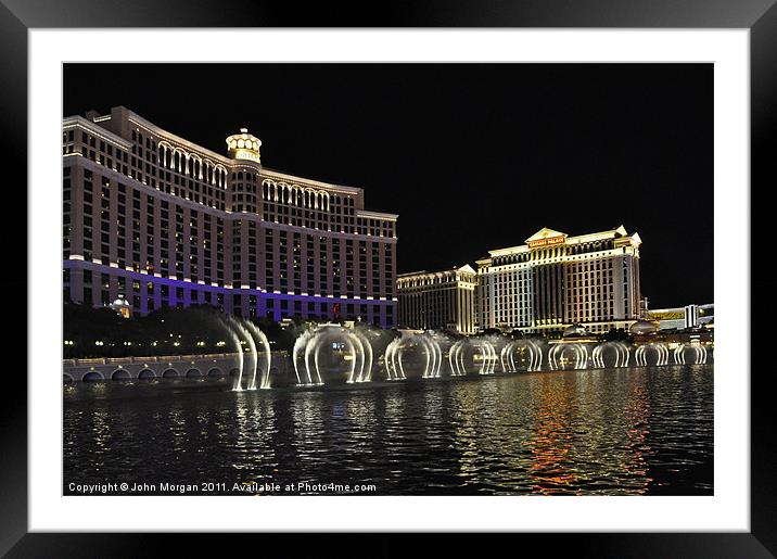 The Bellagio Fountains. Framed Mounted Print by John Morgan