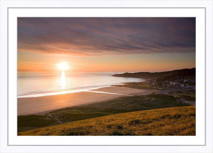 Sunset Woolacombe Beach. Framed Mounted Print by Andrew Wheatley