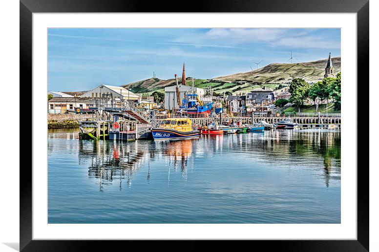 Buy Framed Mounted Prints of Girvan Harbour Reflection by Valerie Paterson