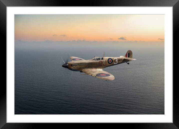 Spitfire EN152 over Gulf of Tunis  Framed Mounted Print by Gary Eason