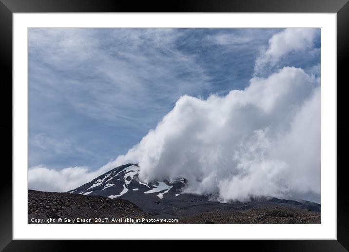 Mount Ruapehu clouds Framed Mounted Print by Gary Eason