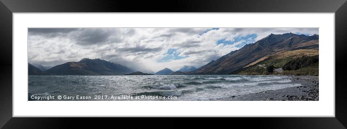 Windy day on Lake Wakatipu Framed Mounted Print by Gary Eason