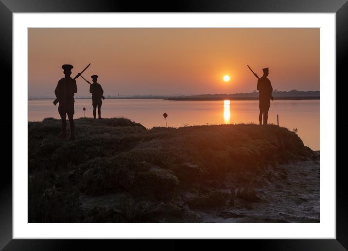 Mersea Island silhouettes Framed Mounted Print by Gary Eason