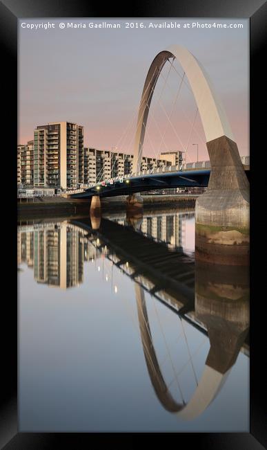 Glasgow Clyde Arc Bridge at Sunset Framed Print by Maria Gaellman
