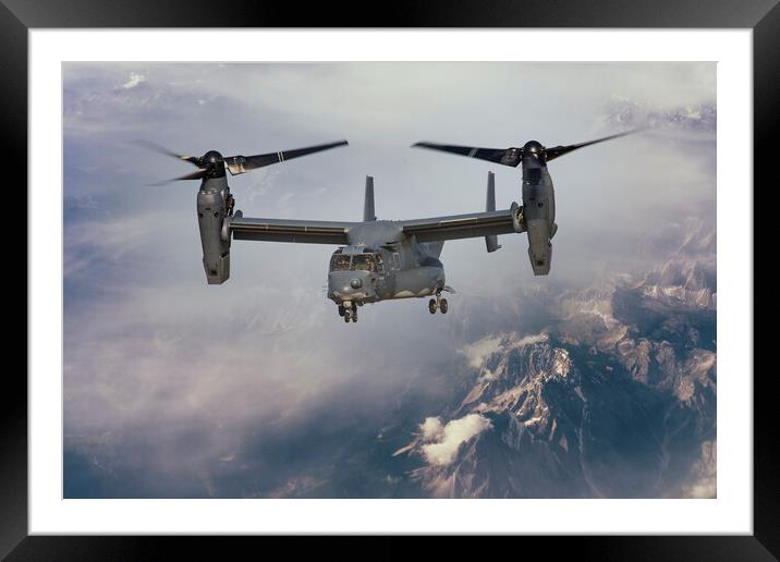 USAF CV-22B Osprey Framed Mounted Print by Derek Beattie