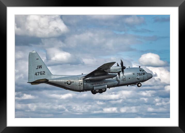 Lockheed C-130T Hercules Framed Mounted Print by Derek Beattie