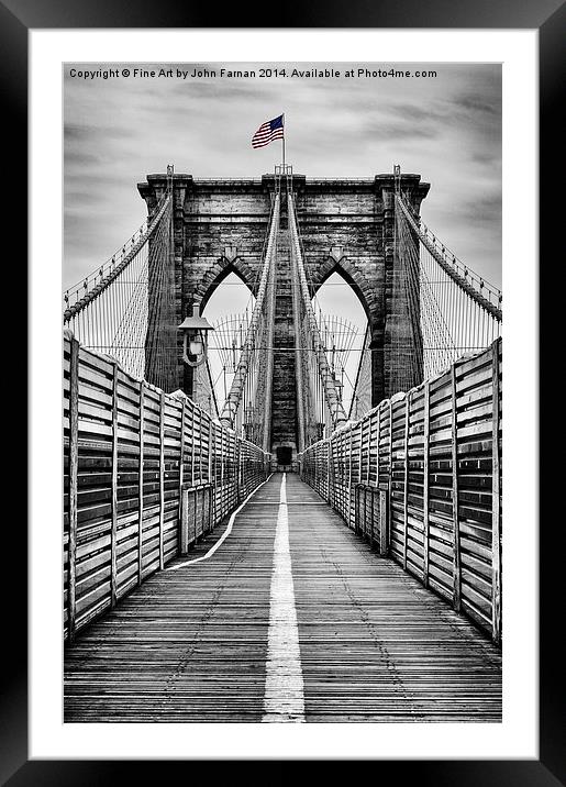 Brooklyn Bridge Framed Mounted Print by John Farnan