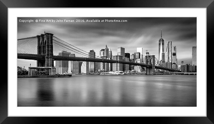 Brooklyn Bridge  Framed Mounted Print by John Farnan