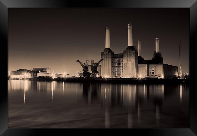 battersea Power Station Toned Framed Print by Dean Messenger