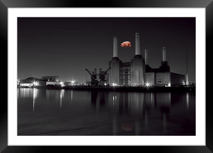 Battersea and Pig Framed Mounted Print by Dean Messenger