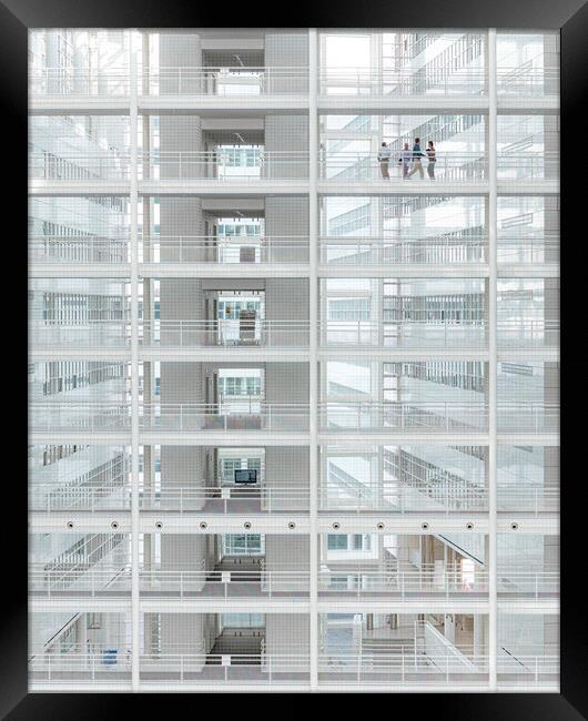 Abstract meet up in the glass building Framed Print by Ankor Light