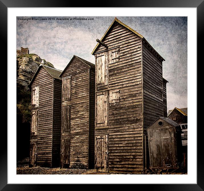 Fishermens Huts at Hastings Framed Mounted Print by Ian Lewis