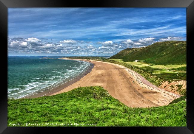 Rhossili Bay On The Gower Peninsula Framed Print by Ian Lewis
