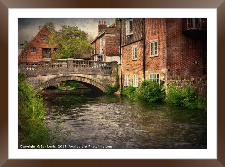 Winchester City Bridge and Mill Framed Mounted Print by Ian Lewis