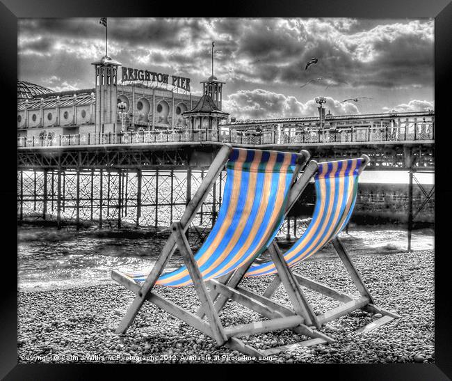 Deckchairs - Brighton BW Framed Print by Colin Williams Photography